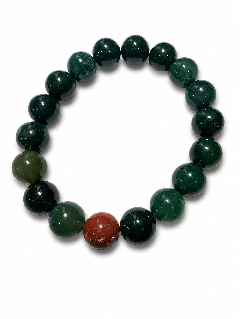 Bloodstone Agate Round Bead Bracelet Warrior's Vitality 6" Stretch